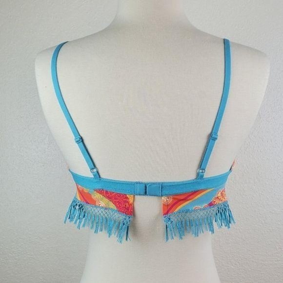 Jasmine & Ginger Wire-free Triangle Boho Paisley Tassel Bra Crop Top Small 4-6 - Picture 4 of 8